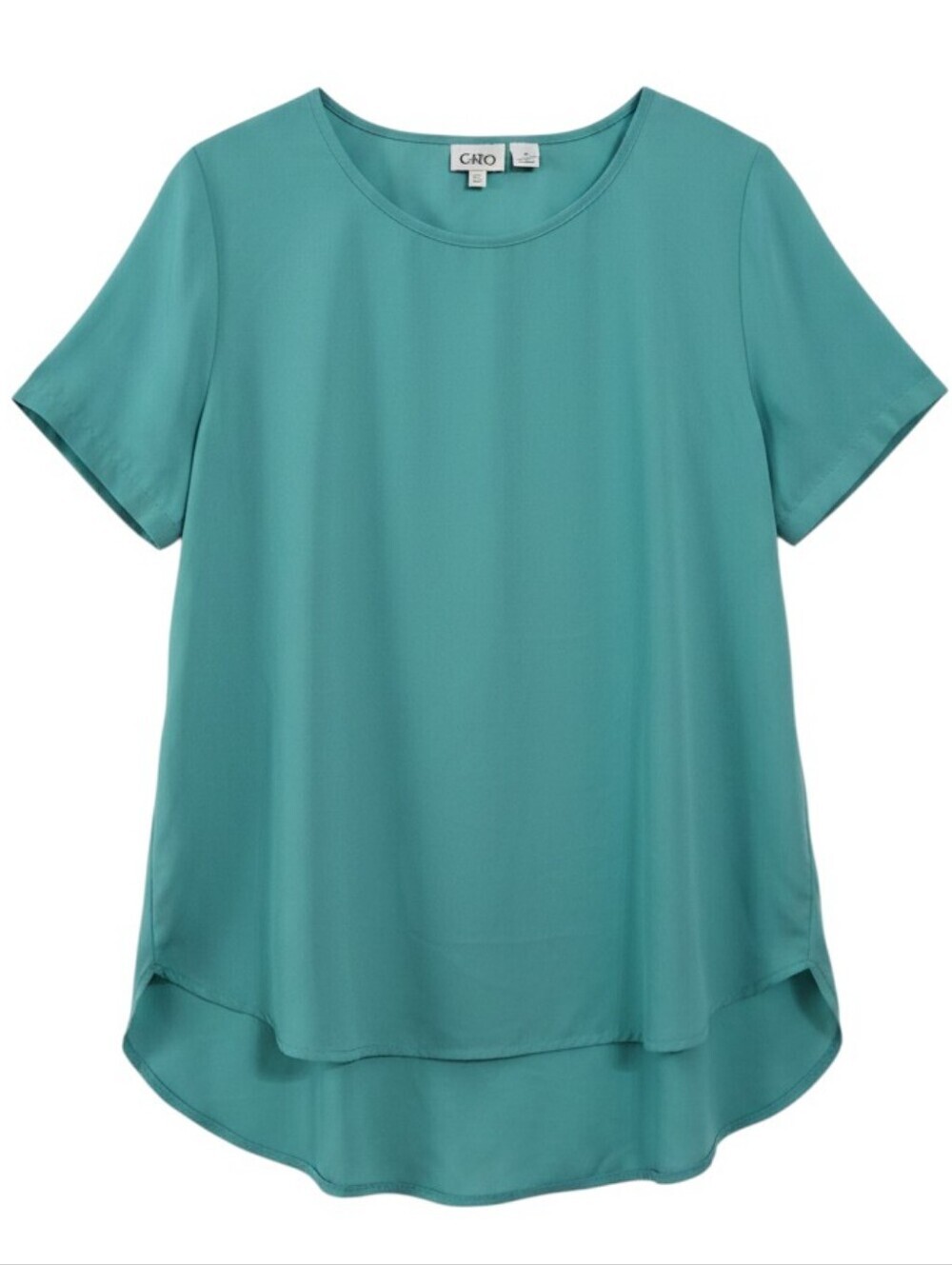 CATO Teal High Low Blouse Lace Back Detail Size Large